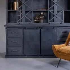 Mangohoutonline Mangohouten Buffetkast Denver Black 200x220 cm X Mahom