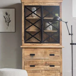 Mangohoutonline Mangohouten Buffetkast Denver 100 cm 6 lades X Mahom