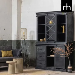 Mangohoutonline Mangohouten Buffetkast Denver Black 140 cm X Mahom