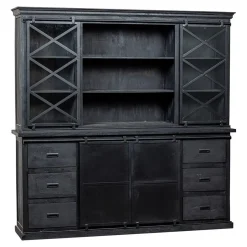 Mangohoutonline Mangohouten Buffetkast Denver Black 160x220 cm Dubbele Deurtjes X Mahom