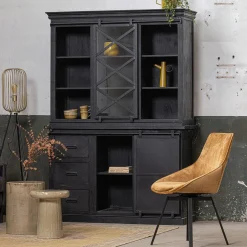 Mangohoutonline Mangohouten Buffetkast Denver Black 160x220 cm X Enkele Deur Mahom