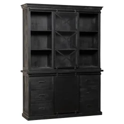 Mangohoutonline Mangohouten Buffetkast Denver Black 160x220 cm X Enkele Deur Mahom