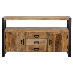 Mangohoutonline Mangohouten Dressoir Britt 140 cm met 3 lades en 2 deuren Mahom