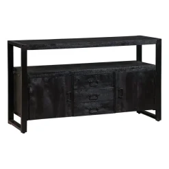 Mangohoutonline Mangohouten Dressoir Britt Black 140 cm met 3 lades en 2 deuren Mahom
