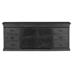 Mangohoutonline Mangohouten Dressoir Newark Black 200 cm Mahom