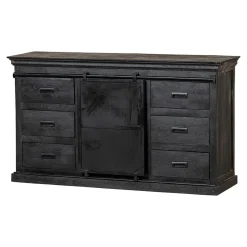 Mangohoutonline Mangohouten Dressoir Newark Black 140 cm Mahom