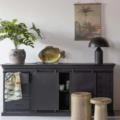 Mangohoutonline Mangohouten Dressoir Newark Black 220 cm Mahom