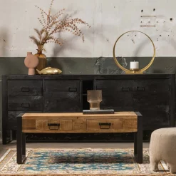 Mangohoutonline Mangohouten Dressoir Stockton Black 200 cm Mahom