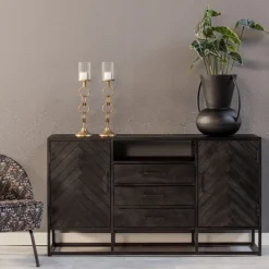 Mangohoutonline Mangohouten Dressoir Toronto Black 145x80 cm Mahom