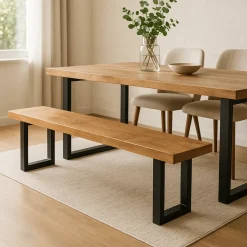 Mangohoutonline Mangohouten eetkamerbank Britt U-poot 180x40 cm Mahom