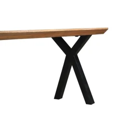 Mangohoutonline Mangohouten Eetkamerbank Salerno X-poot, taps 140x40 cm Mahom