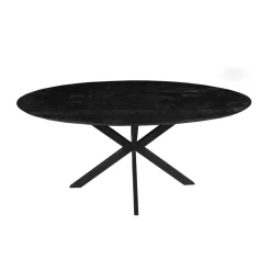 Mangohoutonline Mangohouten Eettafel Bologna Ovaal Black 260x120 cm Mahom
