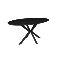 Mangohoutonline Mangohouten Eettafel Bologna Ovaal Black 210x100 cm Mahom