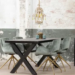 Mangohoutonline Mangohouten Eettafel Columbus Black Rechthoek 180x100 cm Mahom