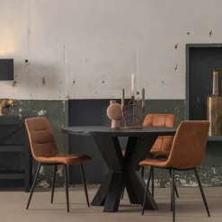 Mangohoutonline Mangohouten Eettafel Madison Black Rond Ø 140 Mahom