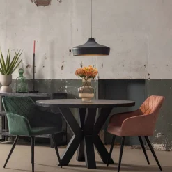 Mangohoutonline Mangohouten Eettafel Madison Black Rond Ø 150 Mahom