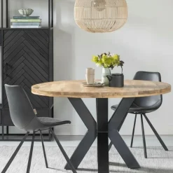 Mangohoutonline Mangohouten Eettafel Madison Rond 110 cm Mahom