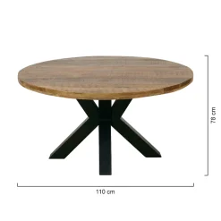 Mangohoutonline Mangohouten Eettafel Madison Rond 110 cm Mahom