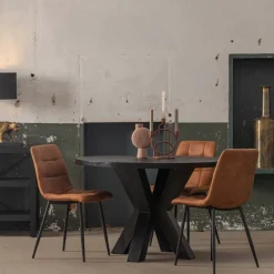 Mangohoutonline Mangohouten Eettafel Madison Black Rond Ø 120 Mahom