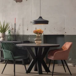 Mangohoutonline Mangohouten Eettafel Madison Black Rond Ø 110 Mahom