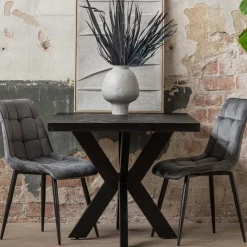 Mangohoutonline Mangohouten Eettafel Memphis Black Rechthoek 140x90 cm Mahom