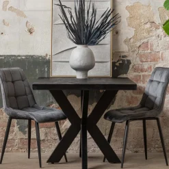 Mangohoutonline Mangohouten Eettafel Memphis Black Rechthoek 180x100 cm Mahom