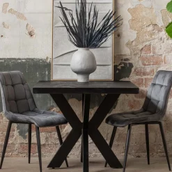 Mangohoutonline Mangohouten Eettafel Memphis Black Rechthoek 200x100 cm Mahom