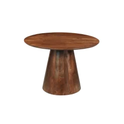 Mangohoutonline Mangohouten Eettafel Nova Rond 110 cm Donkerbruin Mahom