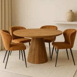 Mangohoutonline Mangohouten Eettafel Nova Rond 150 cm Mahom