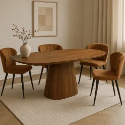 Mangohoutonline Mangohouten Eettafel Nova Deens Ovaal Donkerbruin 240×110 cm Mahom