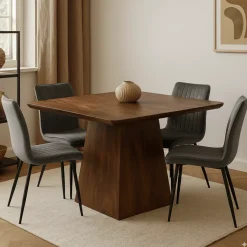 Mangohoutonline Mangohouten Eettafel Nova Vierkant 90x90 cm Donkerbruin Mahom