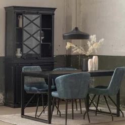 Mangohoutonline Mangohouten Eettafel Phoenix Black Rechthoek 180x90 cm Mahom