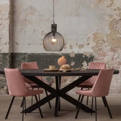 Mangohoutonline Mangohouten Eettafel Tulsa Black Ovaal 260×120 cm Mahom