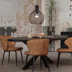 Mangohoutonline Mangohouten Eettafel Tulsa Black Ovaal 260×120 cm Mahom