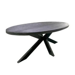 Mangohoutonline Mangohouten Eettafel Tulsa Black Ovaal 160×90 cm Mahom