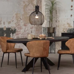 Mangohoutonline Mangohouten Eettafel Tulsa Black Ovaal 240×110 cm Mahom