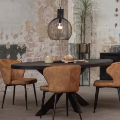 Mangohoutonline Mangohouten Eettafel Tulsa Black Ovaal 220×110 cm Mahom