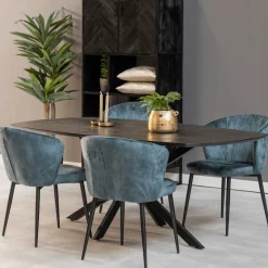 Mangohoutonline Mangohouten Eettafel Vicenza Black Deens Ovaal 220x110 cm Mahom