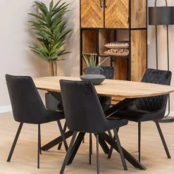 Mangohoutonline Mangohouten Eettafel Vicenza Deens Ovaal 180x100 cm Mahom