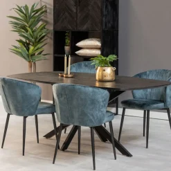 Mangohoutonline Mangohouten Eettafel Vicenza Black Deens Ovaal 240x110 cm Mahom