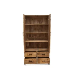 Mangohoutonline Mangohouten Kast Reno 100 cm met 4 lades en 2 deuren Mahom