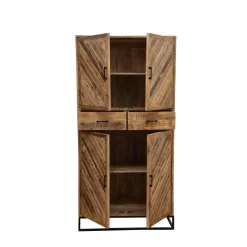 Mangohoutonline Mangohouten Kast Reno 100 cm met 2 lades en 4 deuren Mahom