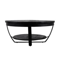Mangohoutonline Mangohouten Salontafel Bakersfield Black 65 cm Mahom