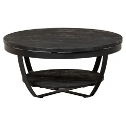 Mangohoutonline Mangohouten Salontafel Bakersfield Black 90 cm Mahom