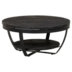 Mangohoutonline Mangohouten Salontafel Bakersfield Black 90 cm Mahom