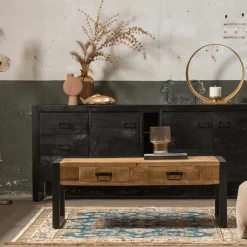 Mangohoutonline Mangohouten Salontafel Britt 120 cm met 2 lades Mahom