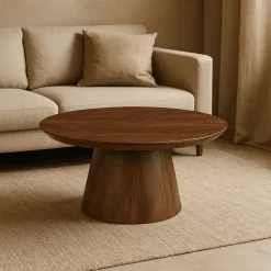 Mangohoutonline Mangohouten Salontafel Nova Rond 80 cm Donkerbruin Mahom