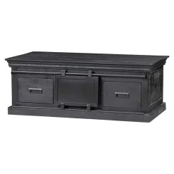 Mangohoutonline Mangohouten Salontafel Portland Black 120 cm 4 lades Mahom