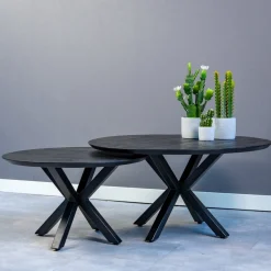 Mangohoutonline Mangohouten Salontafel Vicenza Black 90 cm Mahom