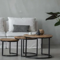 Mangohoutonline Mangohouten Salontafels Charlotte XL Mahom - Set van 3